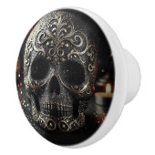 Bouton De Porte En Céramique Parties scintillant noire Glam Sparkle crâne gothi (Droite)