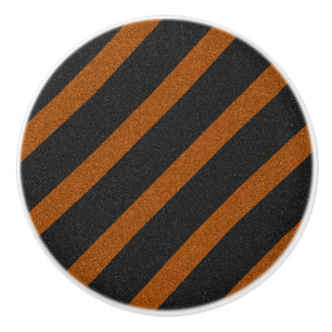 Bouton De Porte En Céramique Parties scintillant Orange & Black Stripes