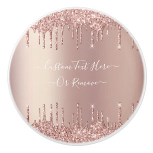 Bouton De Porte En Céramique Parties scintillant rose Gold Blush Éclats Texte