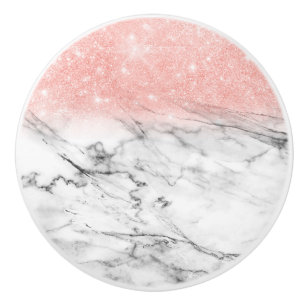 Bouton De Porte En Céramique Parties scintillant rose Gold Blush Ombre en marbr