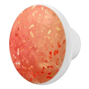 Bouton De Porte En Céramique Parties scintillant rouge or orange