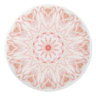 Bouton De Porte En Céramique Pastel Apricot Mandala peint à la main