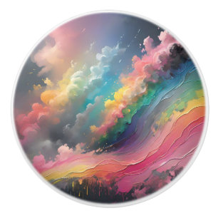 Bouton De Porte En Céramique Pastel Arc-en-ciel Nuages Personnalisé Ceramic Kno