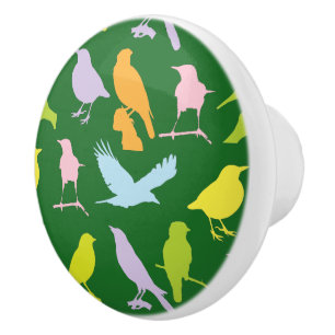 Bouton De Porte En Céramique Pastel Coloured Variété d'oiseaux Motif