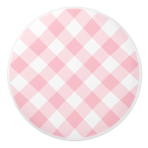 Bouton De Porte En Céramique Pastel Pink En vichy