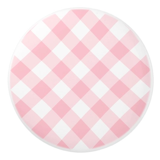 Bouton De Porte En Céramique Pastel Pink En vichy (Devant)
