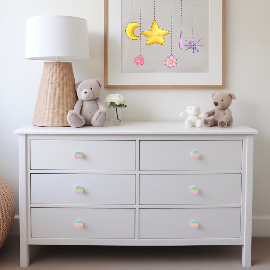 Bouton De Porte En Céramique Pastel Rainbow Gradient Ombre