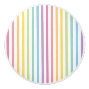 Bouton De Porte En Céramique Pastel Rainbow Stripes Motif