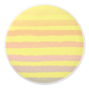Bouton De Porte En Céramique Pastel Yellow Pink Purple Stripes 
