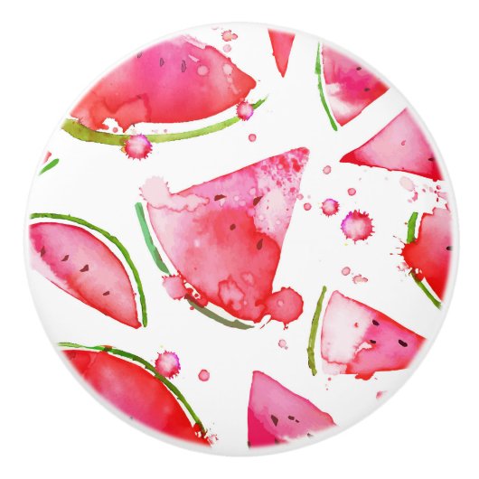 Bouton De Porte En Céramique Pastèque à l'aquarelle 1 (Devant)