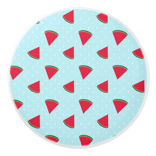 Bouton De Porte En Céramique Pastèque Bleu Fun Été Fruit (Devant)