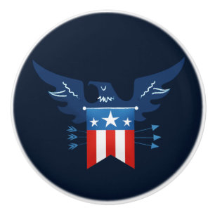 Bouton De Porte En Céramique Patriotique américain de l'aigle et du drapeau