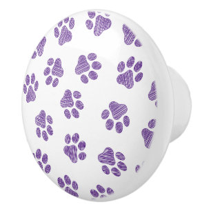 Bouton De Porte En Céramique Patrouilles de Doodle, Paws de Chien, Paws De Purp