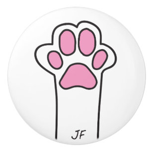 Bouton De Porte En Céramique Patte de chat