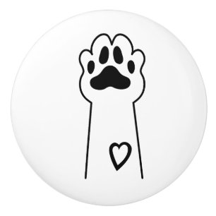 Bouton De Porte En Céramique Patte de Chat Mignonne avec Design Minimaliste au