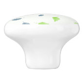 Bouton De Porte En Céramique Pattern Blue & Green Leaves (Côté)