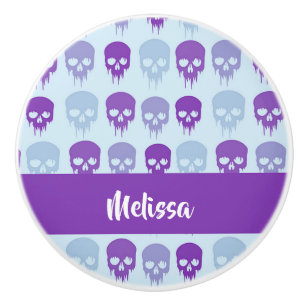 Bouton De Porte En Céramique Patterns de Purple and Blue melting skulls