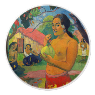 Bouton De Porte En Céramique Paul Gauguin - Femme tenant un fruit