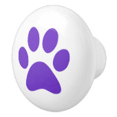 Bouton De Porte En Céramique Pawprint pourpre d'empreinte de patte (Droite)
