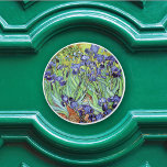 Bouton De Porte En Céramique Paysage floral d'Irises Vincent van Gogh<br><div class="desc">Un bouton en céramique avec la peinture à l'huile,  Irises (1889),  de Vincent van Gogh (1853-1890). Un beau paysage de jardin rempli de fleurs d'iris bleu-violet.</div>