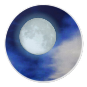 Bouton De Porte En Céramique Paysage lunaire avec nuages lune