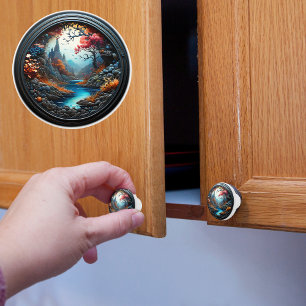Bouton De Porte En Céramique Paysage Mystique