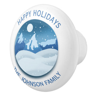 Bouton De Porte En Céramique Peaceful Frosted Landscape Custom