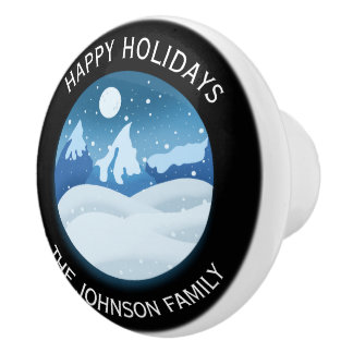 Bouton De Porte En Céramique Peaceful Frosted Landscape Custom