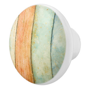 Bouton De Porte En Céramique Peach Aqua Gold Naturel Géométrique Artiste Accuei