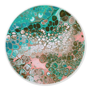 Bouton De Porte En Céramique Peach & Turquoise Acrylic pour Abstract