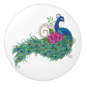 Bouton De Porte En Céramique Peacock Blue Lotus Fleur Henné (Devant)