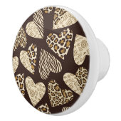 Bouton De Porte En Céramique Peau d'animal avec des coeurs (Droite)