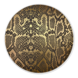 Bouton De Porte En Céramique Peau de serpent Imprimer Glam Gold moderne
