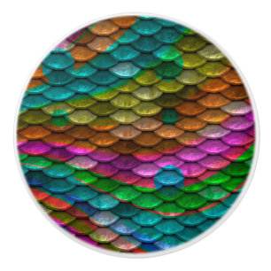 Bouton De Porte En Céramique Peau de sirène arc-en-ciel