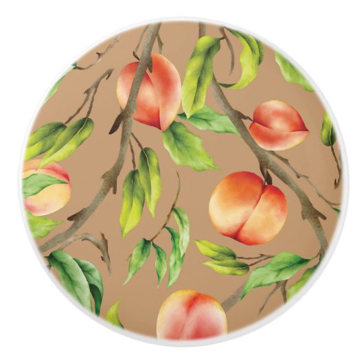 Bouton De Porte En Céramique Pêches sur l'arbre (Devant)