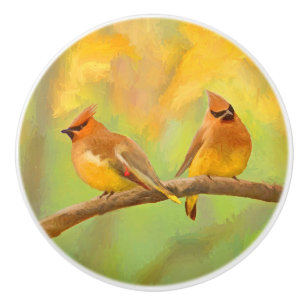 Bouton De Porte En Céramique Peinture à cire de cèdre - jolie art original chie
