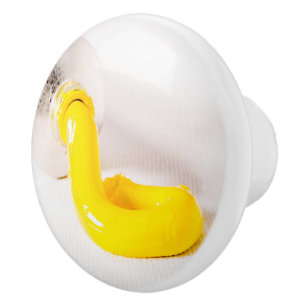 Bouton De Porte En Céramique Peinture à huile jaune