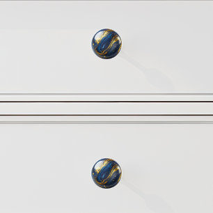 Bouton De Porte En Céramique Peinture Abstraite bleu marine décorative