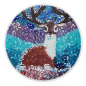 Bouton De Porte En Céramique Peinture de cerfs (Devant)