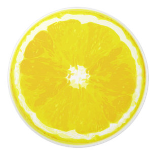 Bouton De Porte En Céramique Peinture de Digitals de tranche de citron