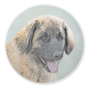 Bouton De Porte En Céramique Peinture Leonberger - Joli art original chien