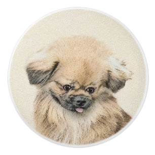 Bouton De Porte En Céramique Peinture Pekingese - Cute Original Chien Art