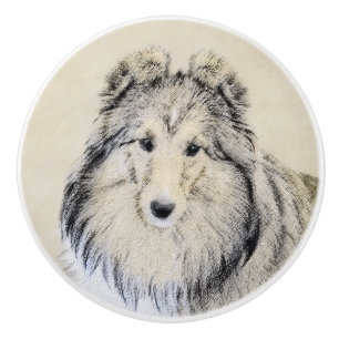Bouton De Porte En Céramique Peinture Shetland Sheepdog - Jolie art original ch