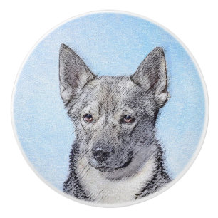 Bouton De Porte En Céramique Peinture Suédoise Vallhund - Cute Original Chien A