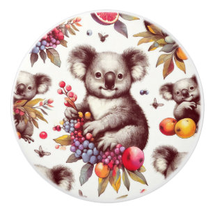 Bouton De Porte En Céramique Peinture vintage Cute Koala sans couture