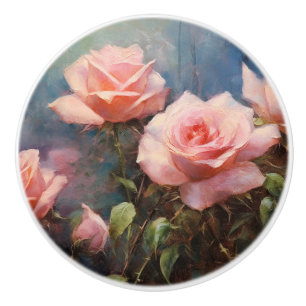 Bouton De Porte En Céramique Peinture vintage de rose pâle