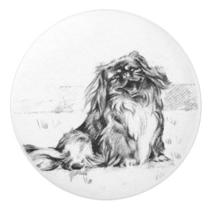 Bouton De Porte En Céramique Pekingese