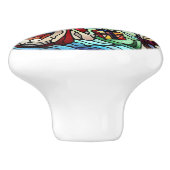 Bouton De Porte En Céramique Père Noël et Reindeerts en Verre de Majestic (Côté)