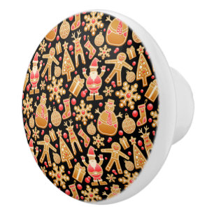 Bouton De Porte En Céramique Père Noël & Snowman Gingerbread Noël Cookies