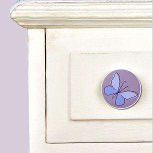 Bouton De Porte En Céramique Périwinkel Bleu Papillon Flutter Lavande
